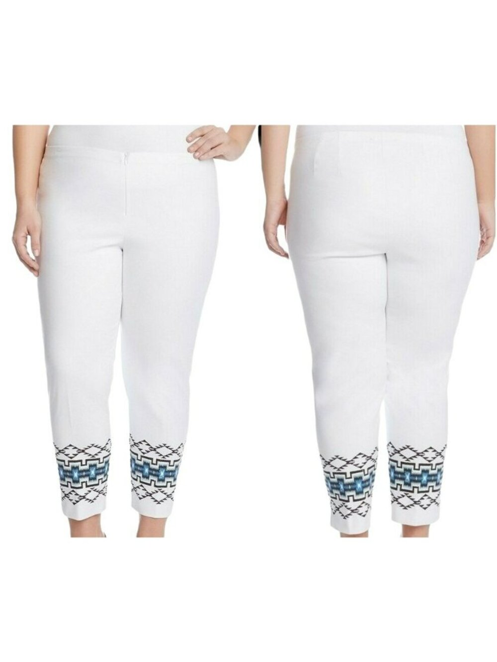 Karen Kane Womens White Aztec Geomeric Embroidery Straight Leg Pants 24W NEW